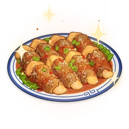 Leckere mit Matsutake gefüllte Fleischröllchen