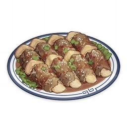 Misslungene mit Matsutake gefüllte Fleischröllchen